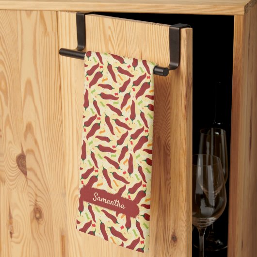 Linge De Cuisine Fun Rouge Chili Motif (Pliage en tiers)