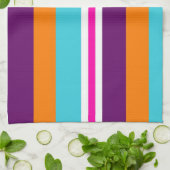 Linge De Cuisine Fun Summer Pink Turquoise Orange Purple Motif rayé (Plié)