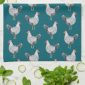 Linge De Cuisine Fun Wyandotte poulet Hen Aquarelle Turquoise Vert (Plié)