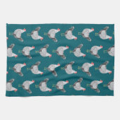 Linge De Cuisine Fun Wyandotte poulet Hen Aquarelle Turquoise Vert (Horizontal)