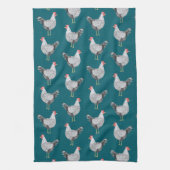 Linge De Cuisine Fun Wyandotte poulet Hen Aquarelle Turquoise Vert (Vertical)