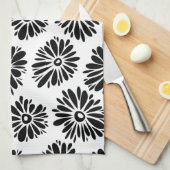 Linge De Cuisine Funky Black et blanc floral (Quart Plié)