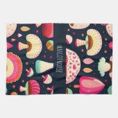 Linge De Cuisine Funky champignon bleu rose Motif issométrique (Horizontal)