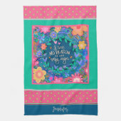 Linge De Cuisine Funny Act Ma citation d'âge Floral rose Nom (Vertical)