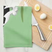 Linge De Cuisine Funny Border Collie chien en course dessin animé (Quart Plié)