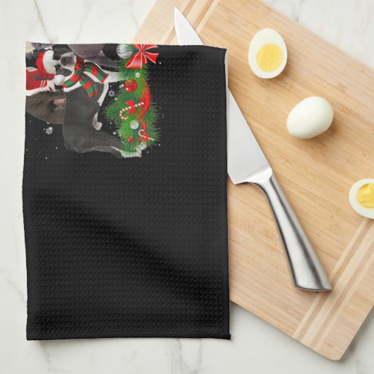 Linge De Cuisine Funny Boston Terrier Chien cadeau de Noël Arbre (Quart Plié)