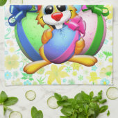 Linge De Cuisine Funny Bunny biting an Easter Egg (Plié)