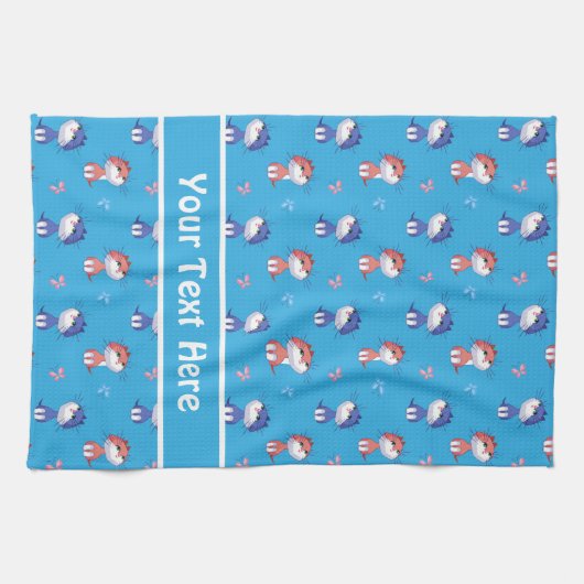 Linge De Cuisine Funny Cats and Cute Butterflies Motif (Horizontal)
