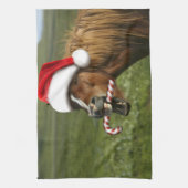 Linge De Cuisine Funny Christmas horse with Santa a smiling (Vertical)