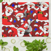 Linge De Cuisine Funny Christmas Modern Whimsical Père Noël Collage (Plié)