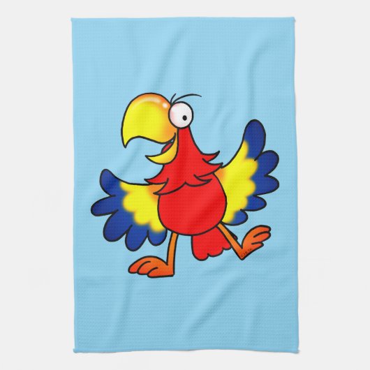 Linge De Cuisine Funny Colorful Cartoon Parrot Bird (Vertical)