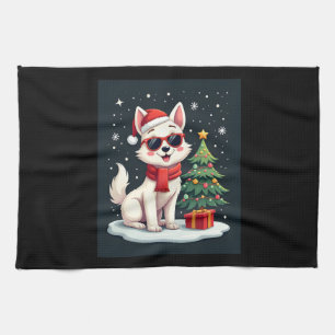 Linge De Cuisine Funny Festive Lunettes de soleil Chien avec arbre