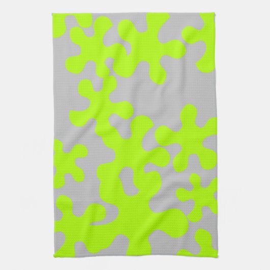 Linge De Cuisine Funny gris néon vert citron motif moderne (Vertical)