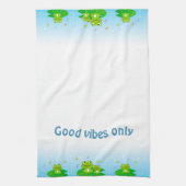 Linge De Cuisine Funny Happy Frogs et Good Vibes Only Text (Vertical)