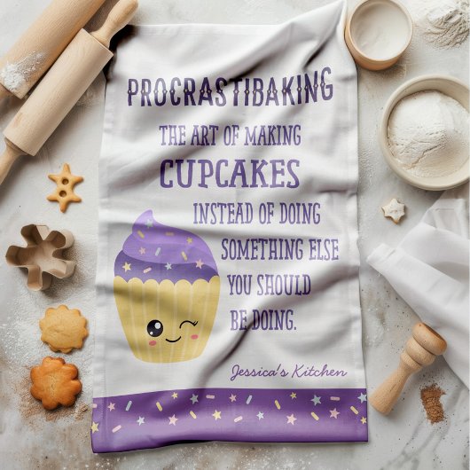 Linge De Cuisine Funny Kawaii Cupcake Procrastibaking