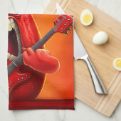 Linge De Cuisine Funny Monster Red Bell Pepper Rocker Guitare (Quart Plié)