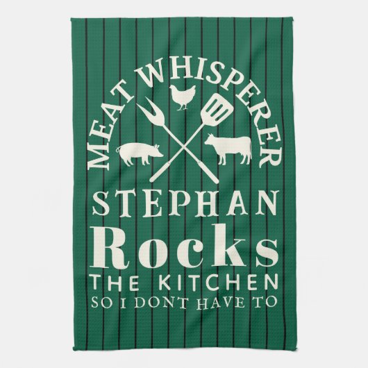 Linge De Cuisine Funny personalized Kitchen Meat Whisperer Green (Vertical)