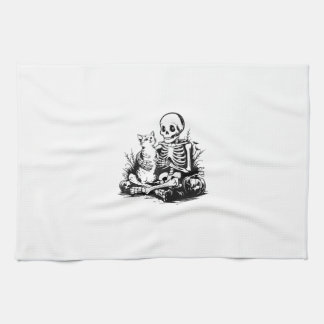 Linge De Cuisine Funny Skeleton Cat Skull Kitty Cute Cat Goth Hallo