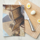 Linge De Cuisine Funny Sphinx Statue Lecture Ancien Livre en Egypte (Quart Plié)