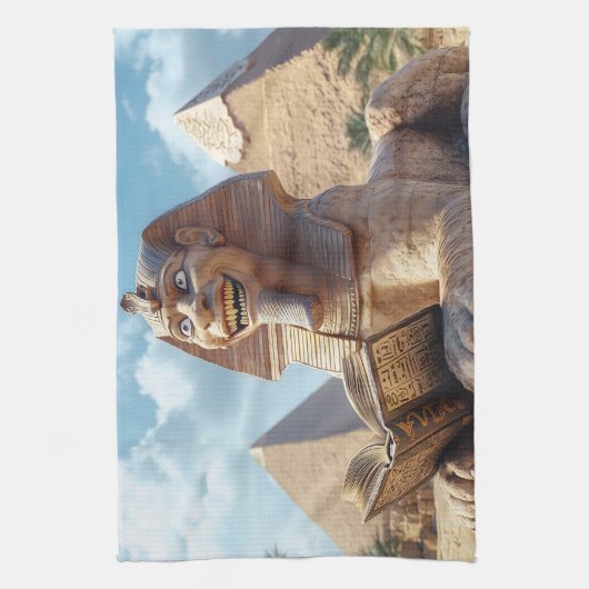 Linge De Cuisine Funny Sphinx Statue Lecture Ancien Livre en Egypte (Vertical)