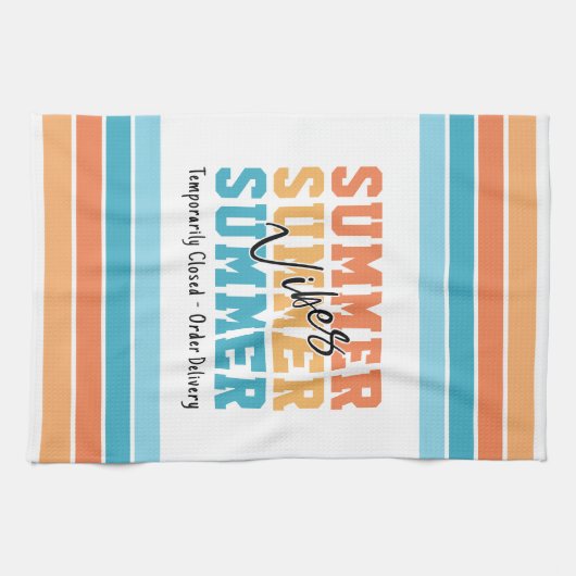 Linge De Cuisine Funny Summer Vibes Tropical Stripes Customizable (Horizontal)