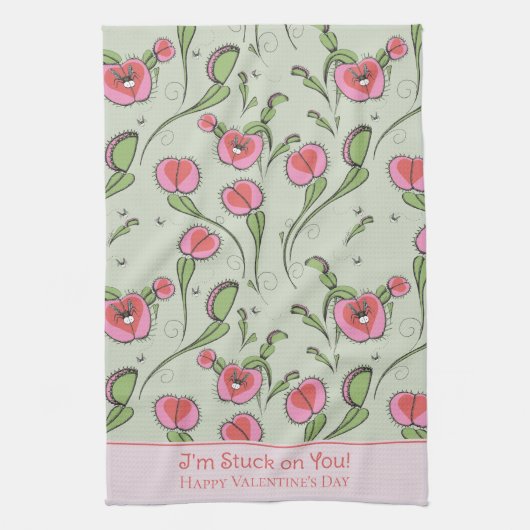 Linge De Cuisine Funny Valentine's Day Vénus Flytrap Plante (Vertical)