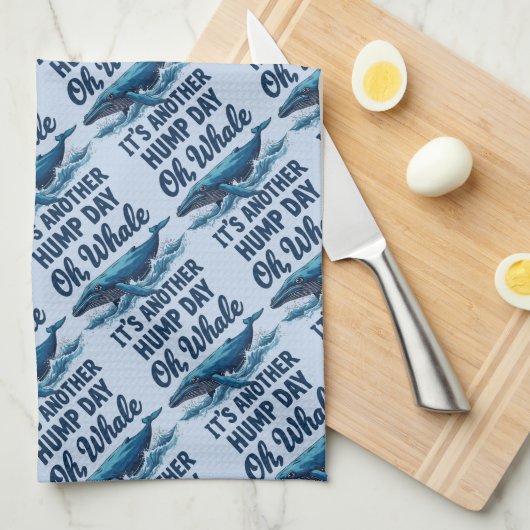 Linge De Cuisine Funny Whale Pun "Oh Whale" Hump Day Design (Quart Plié)