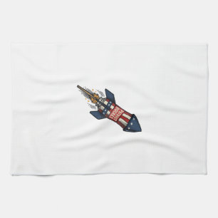 Linge De Cuisine Fusée Patriot 4 juillet Conception de feux d'artif