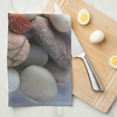 Linge De Cuisine galets blancs (Quart Plié)