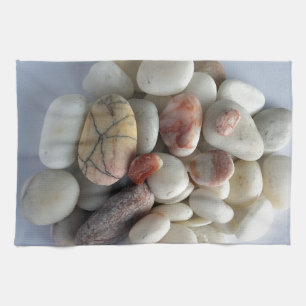 Linge De Cuisine galets blancs