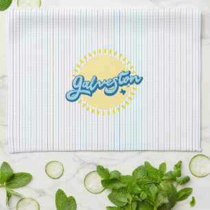 Linge De Cuisine Galveston Island Texas avec arrière - plan rayé