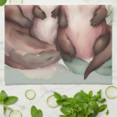 Linge De Cuisine Gamme de Otter aquarelle (Plié)