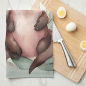 Linge De Cuisine Gamme de Otter aquarelle (Quart Plié)