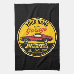Linge De Cuisine Garage de voiture classique rouge rapide 1967 pers