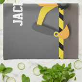 Linge De Cuisine Garçon de construction pelleteuse orange construct (Plié)