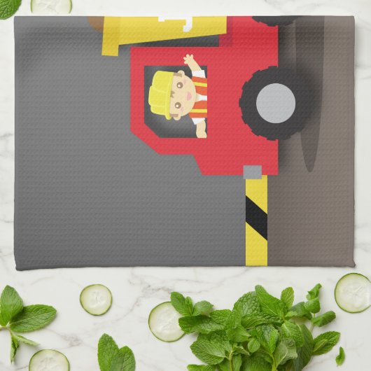 Linge De Cuisine Garçon rouge de constructeur de construction de (Plié)