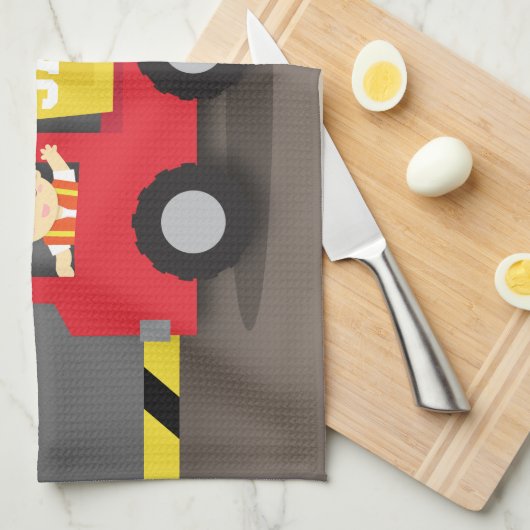 Linge De Cuisine Garçon rouge de constructeur de construction de (Quart Plié)