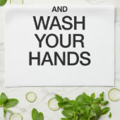 LINGE DE CUISINE GARDEZ LE CALME ET LAVEZ-VOUS LES MAINS (Plié)