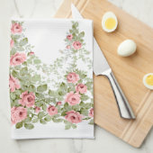 Linge De Cuisine Garlands d'élégants Roses victoriens roses (Quart Plié)