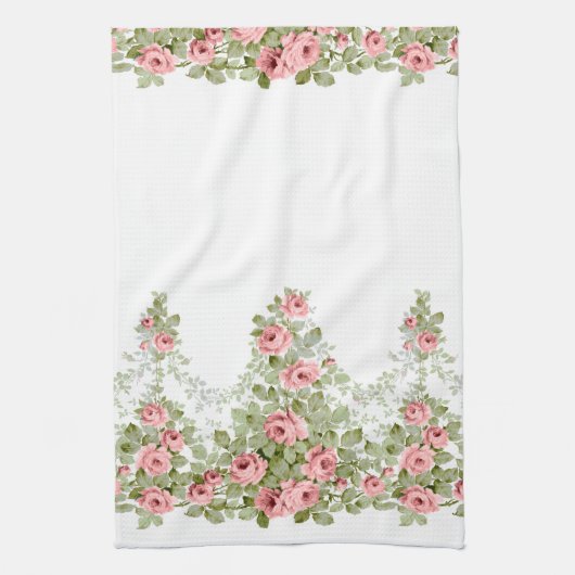 Linge De Cuisine Garlands d'élégants Roses victoriens roses (Vertical)