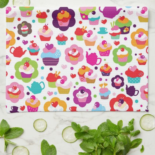 Linge De Cuisine Gâteau de tasse et pot mignons de thé (Plié)