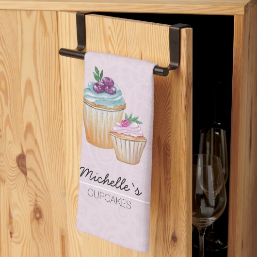 Linge De Cuisine Gâteaux Et Fruits Aquarelle Mignons (Pliage en tiers)