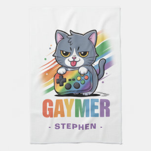 Linge De Cuisine Gaymer - Rainbow Gaming Cat avec console LGBTQ 2