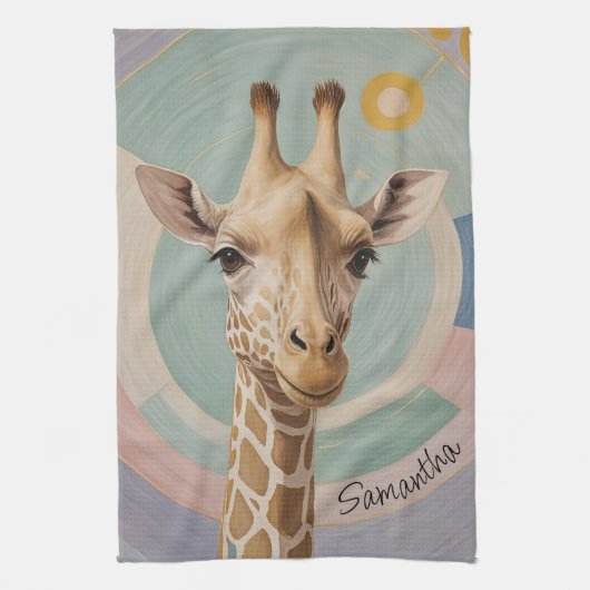 Linge De Cuisine Géant doux : Pastel Giraffe (Vertical)