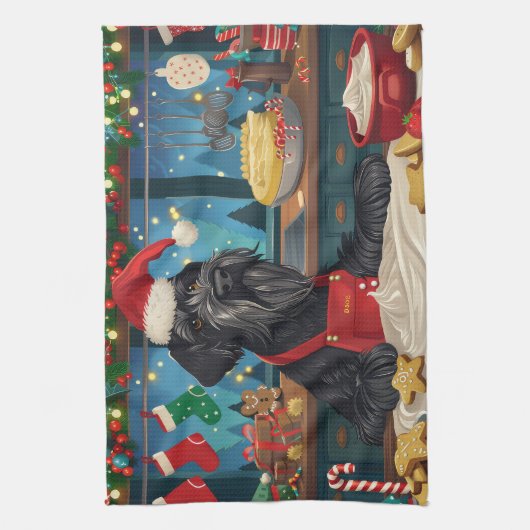 Linge De Cuisine Géant Schnauzer Gourmande : Noël Festif (Vertical)