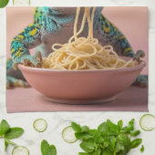 Linge De Cuisine Gecko Drôle Manger Spaghetti (Plié)