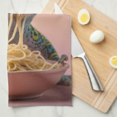 Linge De Cuisine Gecko Drôle Manger Spaghetti (Quart Plié)