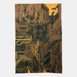 Linge De Cuisine Geek Sortie carte circuit électronique orange PCB 