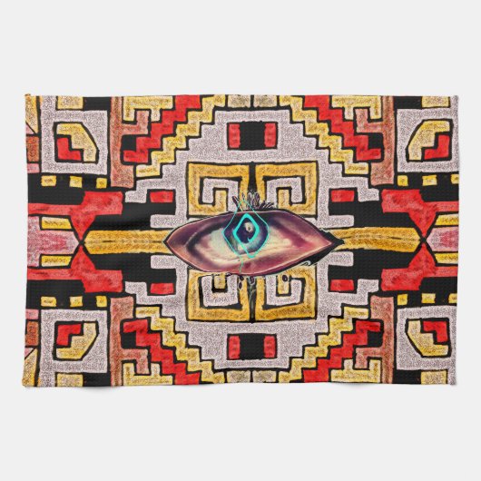 Linge De Cuisine Géométhorique Tribal/Ethnic Motif with Eye (Horizontal)