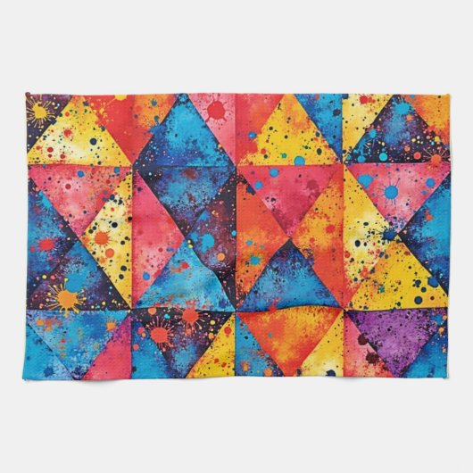 Linge De Cuisine Geometric Art: Vibrant Chaos (Horizontal)
